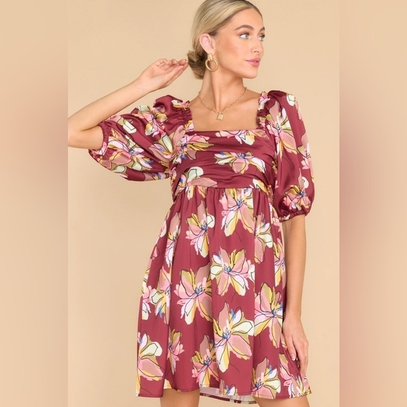 NWT CROSBY Mollie Burch Hunter Puff Sleeve Babydoll Mini Dress Gallery Floral, S - Picture 3 of 15